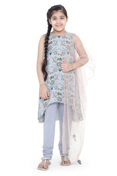 Payal singhal kids Botanical Garden Print Kurta Set blue festive kidswear online shopping melange singapore indian designer wear