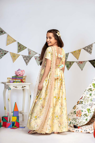 Payal singhal kids Garden Print Silk Choli And Lehenga Set festive kidswear online shopping melange singapore indian designer wear