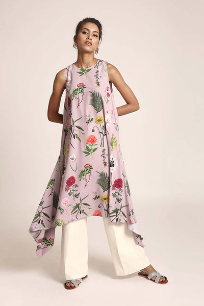 PayaL Singhal Lilac Colour Printed Art Crepe Tunic lilac indian designer wear online shopping melange singapore