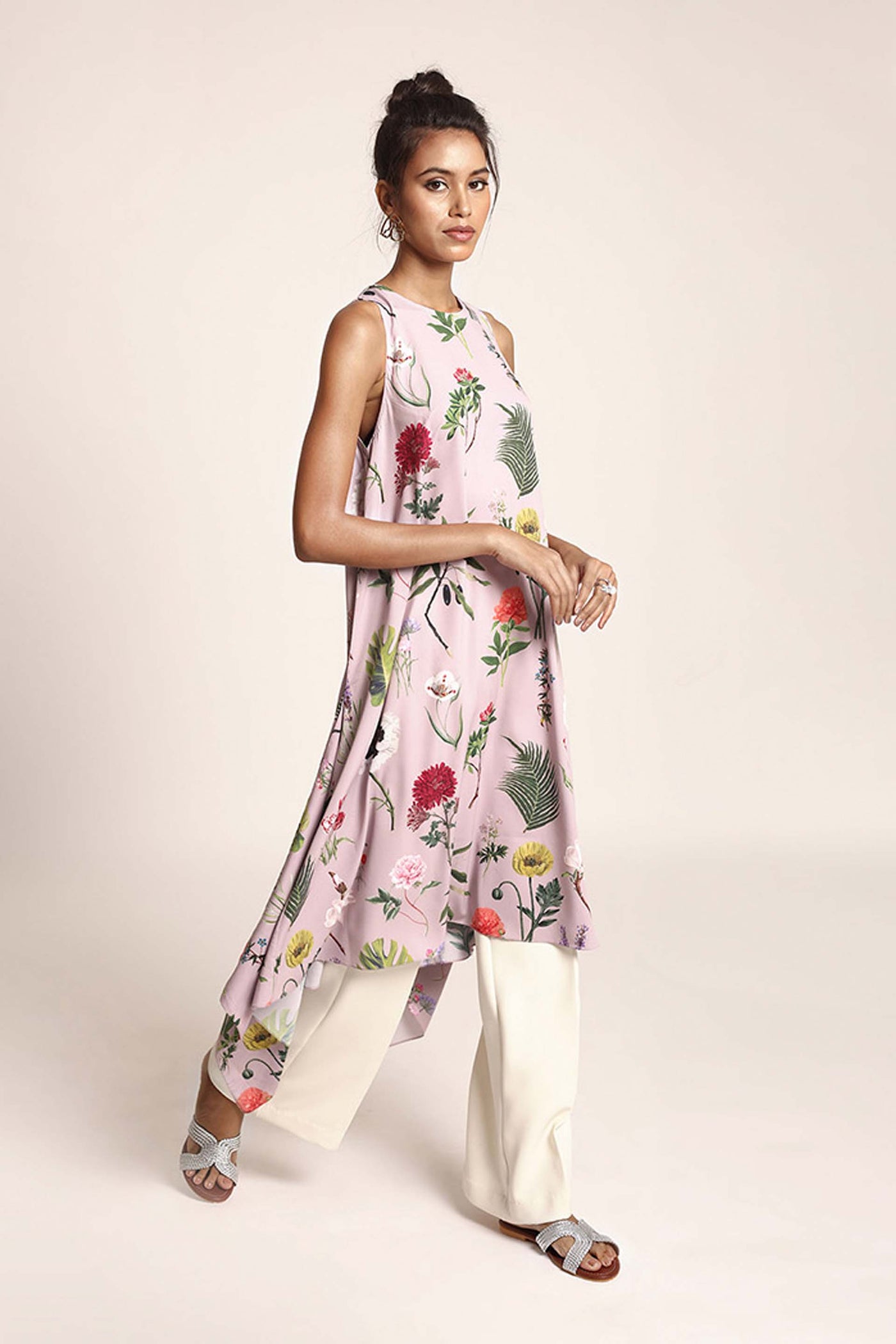 PayaL Singhal Lilac Colour Printed Art Crepe Tunic lilac indian designer wear online shopping melange singapore