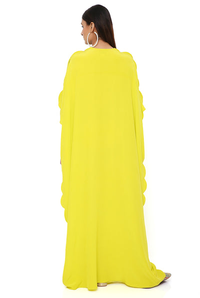 payal singhal Lime Crepe Embroidered Scalloped Kaftan online shopping melange singapore indian designer wear