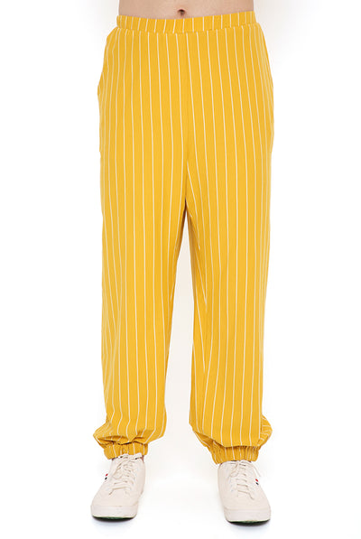 Payal singhal menswear Mustard Lycra Stripe Bomber Kurta With Jogger Pants festive indian designer wear online shopping melange singapore