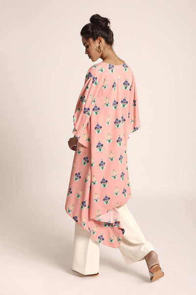 PayaL Singhal Pink Colour Printed Art Crepe Kaftan pink ndian designer wear online shopping melange singapore