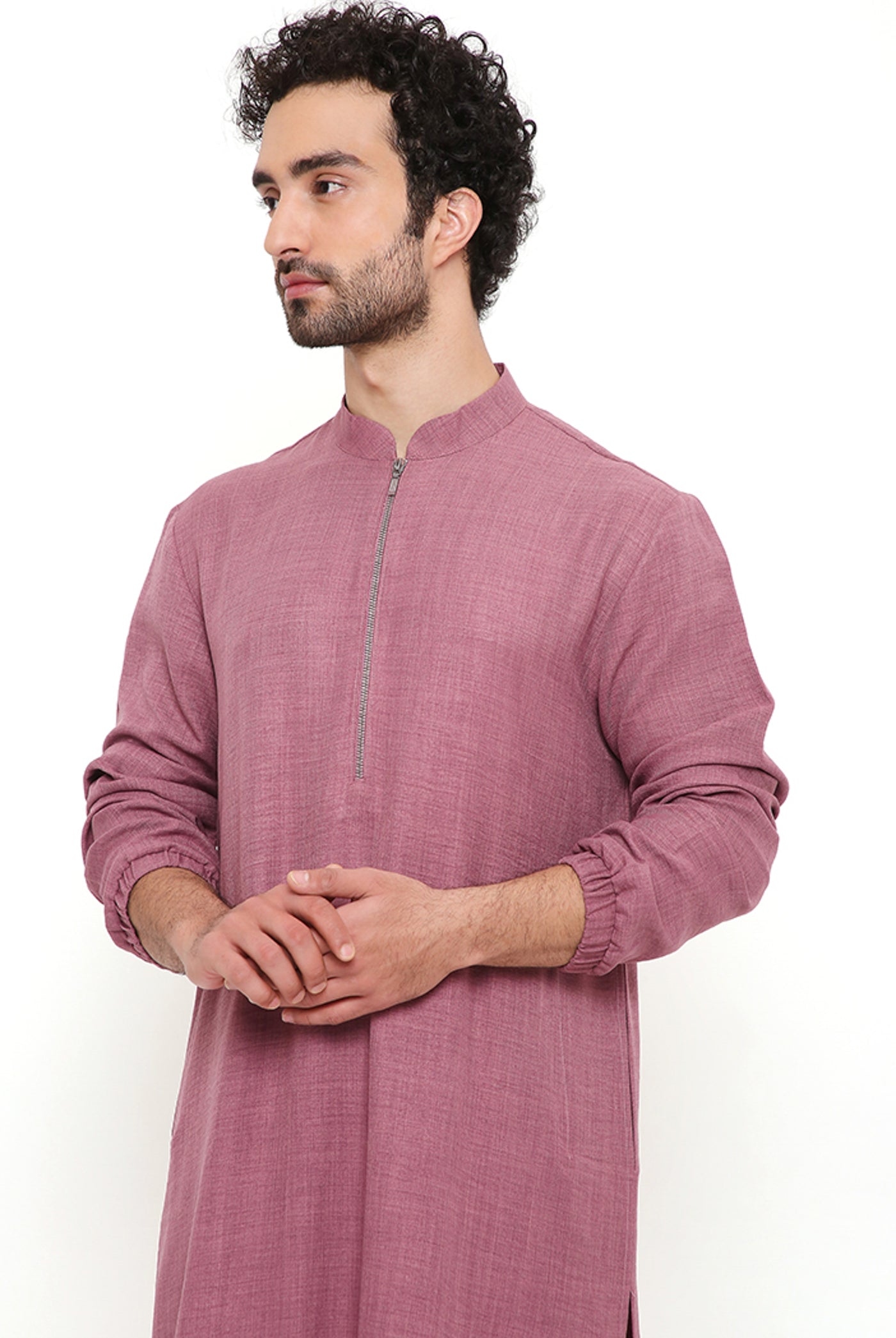 Payal singhal menswear Onion Pink Soft Linen Bomber Kurta With Jogger Pants festive indian designer wear online shopping melange singapore