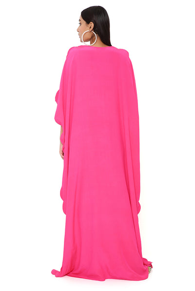payal singhal Pink Crepe Embroidered Scalloped Kaftan online shopping melange singapore indian designer wear
