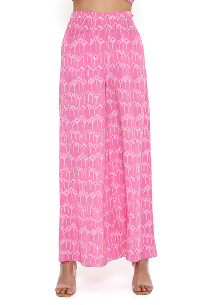 payal singhal Pink Kite Print Crepe One Shoulder Top With Palazzo festive indian designer wear online shopping melange singapore