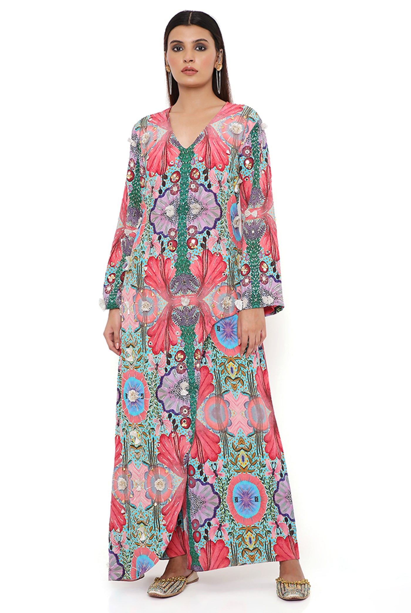 payal singhal Red Enchanted Print Crepe Embroidered Kurta With Cropped Palazzo online shopping melange singapore indian designer wear