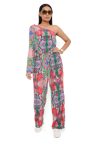 payal singhal Red Enchanted Print Crepe Jumpsuit online shopping melange singapore indian designer wear