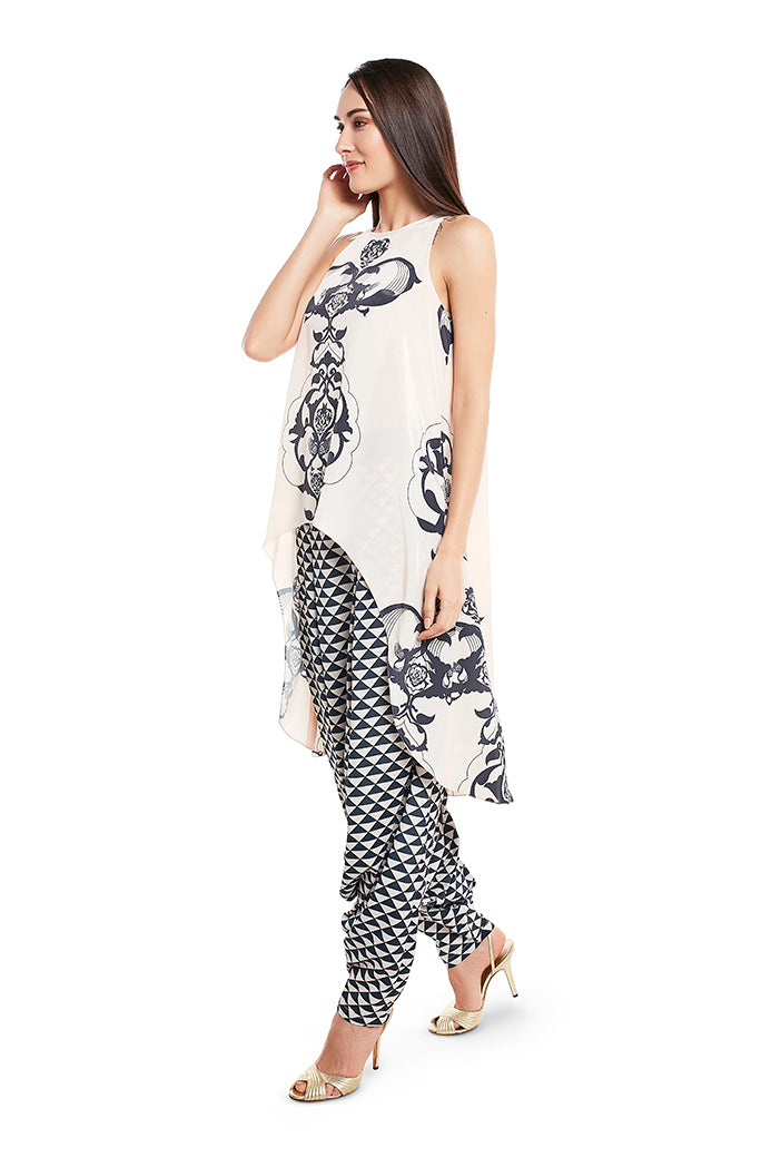 Payal Singhal - Printed Kurta With Low Crotch Pants - Melange Singapore - Indian Designer Wear Online Shopping
