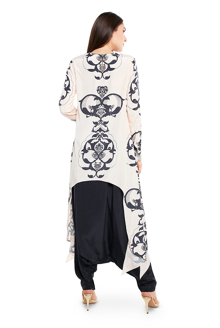 Payal Singhal - Printed Top With Low Crotch Pant - Melange Singapore - Indian Designer Wear Online Shopping