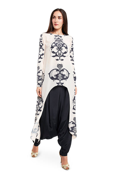 Payal Singhal - Printed Top With Low Crotch Pant - Melange Singapore - Indian Designer Wear Online Shopping