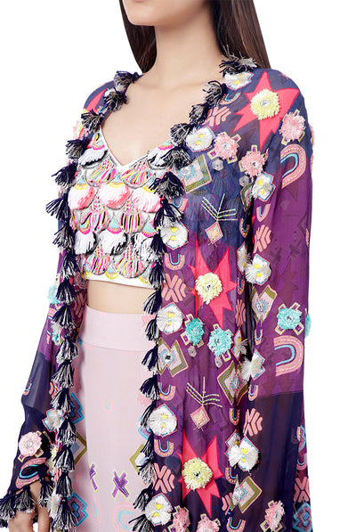 Payal Singhal - Tazmeen Printed Jacket Set - Melange Singapore - Indian Designer Wear Online Shopping