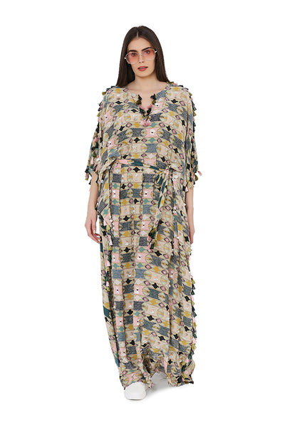 payal singhal Green Colour Printed Cotton Rayon Oversized Kaftan green online shopping melange singapore indian designer wear