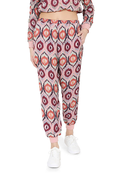 Payal singhal Red Colour Printed Art Silk Top with Jogger Pant casual lounge wear online shopping melange singapore indian designer