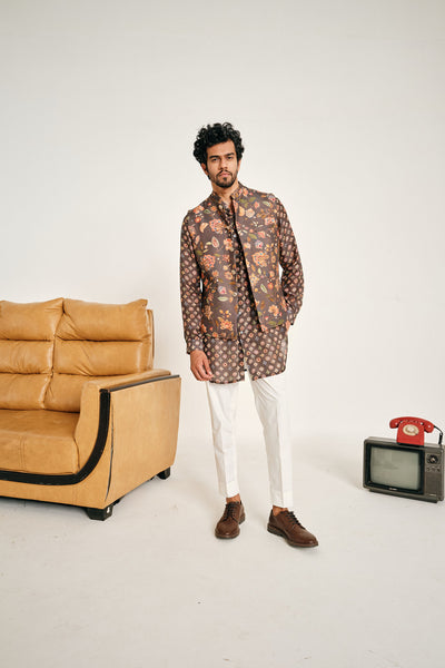 Project Bandi Charcoal Caribbean Bandi Bandi jackets charcoal menswear online shopping melange singapore indian designer wear