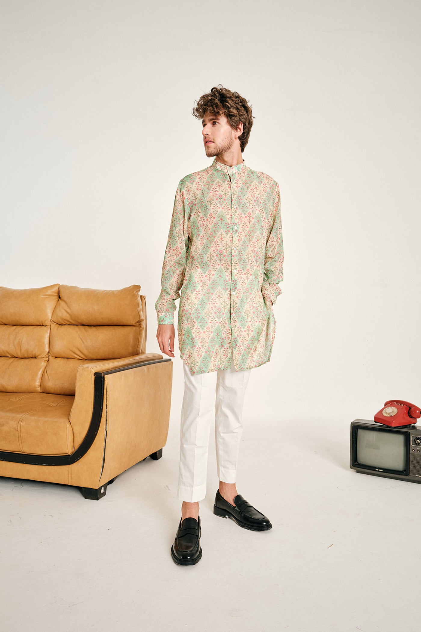 Project Bandi Cream And Jade Gul Malai Cotton Kurta Pajama Set kurta sets multicolour menswear online shopping melange singapore indian designer wear