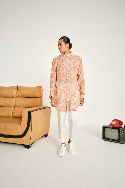 Project Bandi Cream And Peach Gul Malai Cotton Kurta Pajama Setmulticolour menswear online shopping melange singapore indian designer wear
