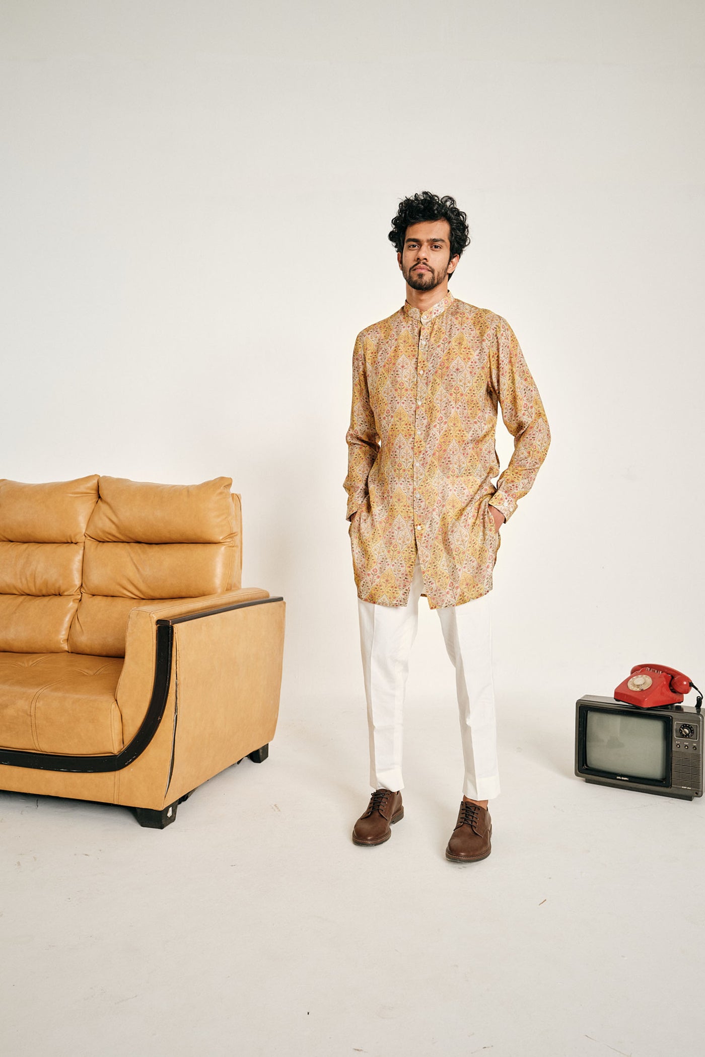 Project Bandi Cream And Yellow Gul Malai Cotton Kurta Pajama Set kurta sets multicolour menswear online shopping melange singapore indian designer wear