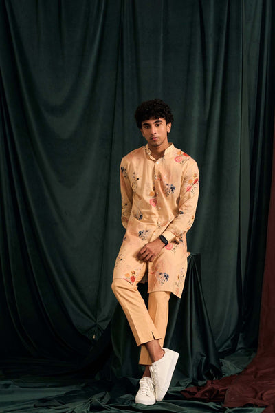 project bandi Fawn Flora Cotton Kurta And Matching Pajama festive indian designer wear menswear online shopping melange singapore