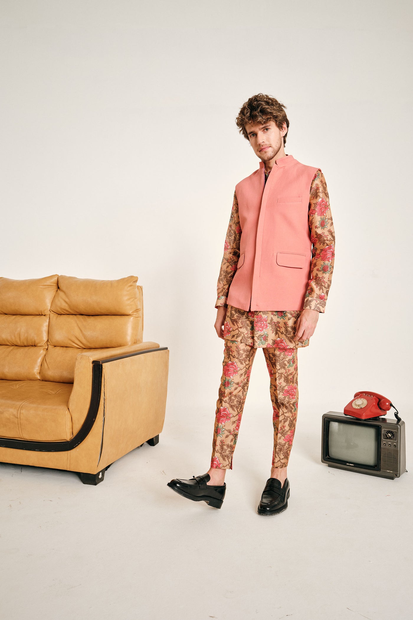 Project Bandi Jaipur Cotton Linen Bandi bandi jacket pink sets menswear online shopping melange singapore indian designer wear