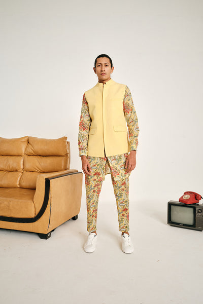 Project Bandi Laguna Cotton Linen Bandi bandi jacket yellow sets menswear online shopping melange singapore indian designer wear