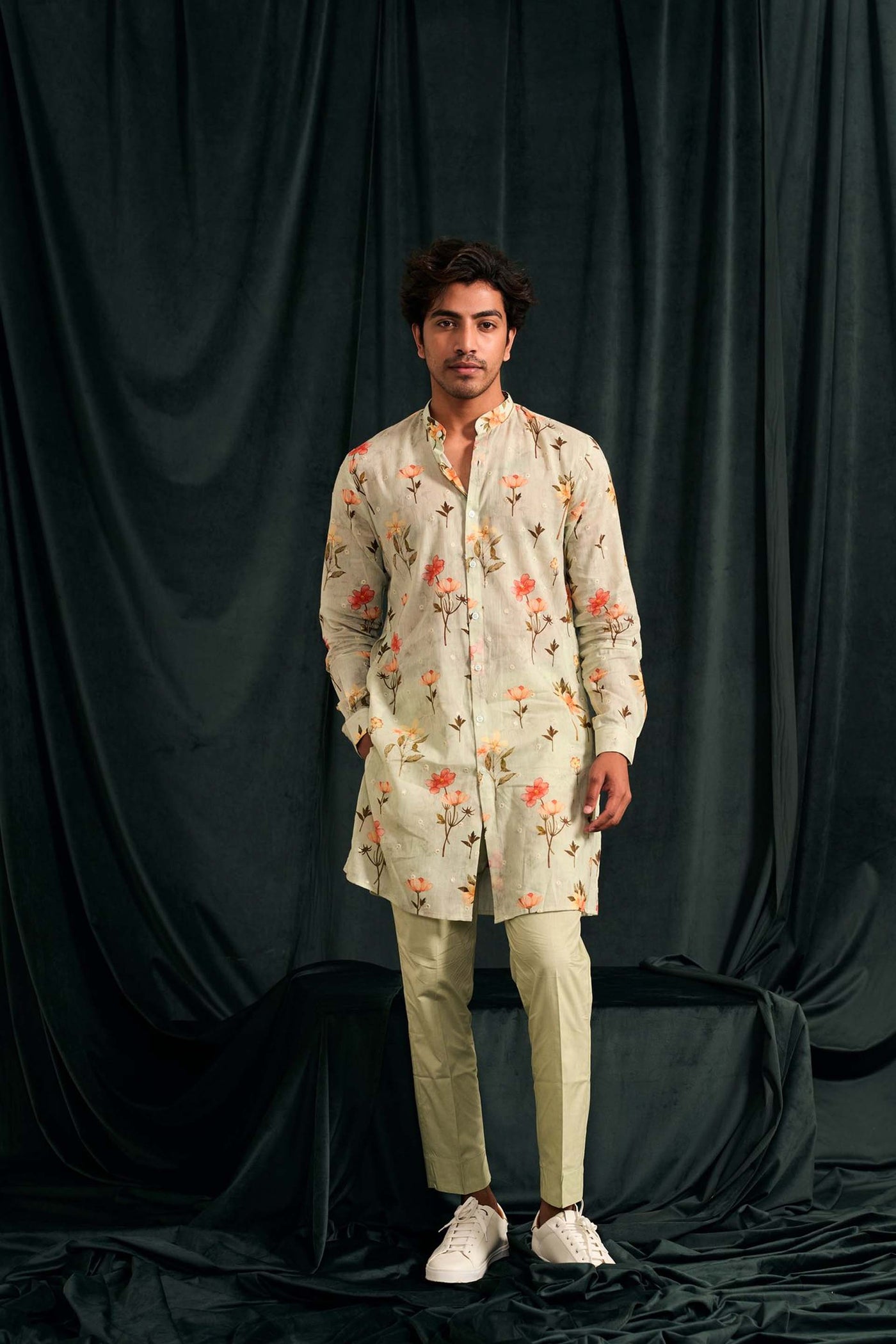 project bandi menswear Martini Cotton Embroidered Kurta With Matching Pajama festive indian designer wear online shopping melange singapore