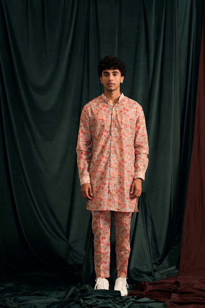 project bandi Monet Chanderi Cotton Kurta With Printed Pajama festive indian designer wear online shopping melange singapore menswear