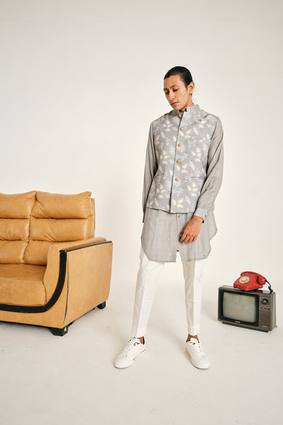 Project Bandi Mountain Ash Grey Bandi bound jacket grey sets menswear online shopping melange singapore indian designer wear