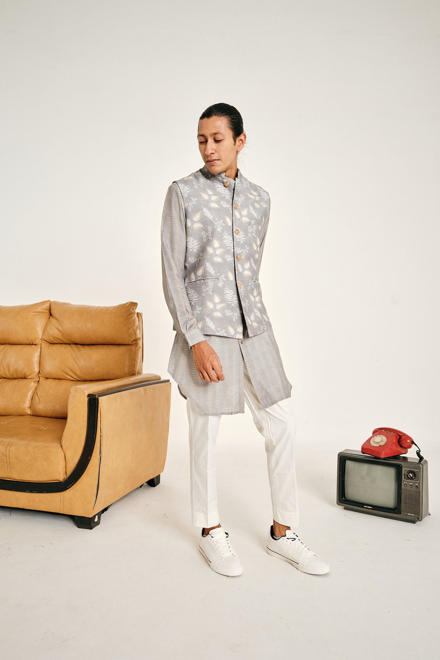 Project Bandi Mountain Ash Grey Bandi bound jacket grey sets menswear online shopping melange singapore indian designer wear