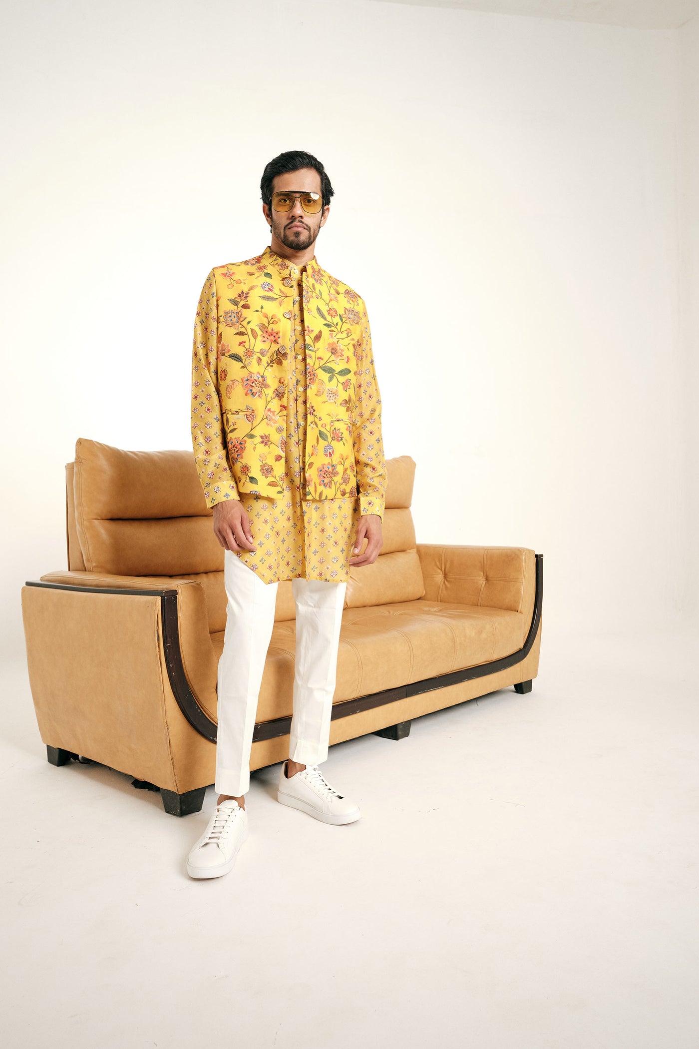 Project Bandi Mustard Caribean Bandi bundi jacket mustard yellow menswear online shopping melange singapore indian designer wear