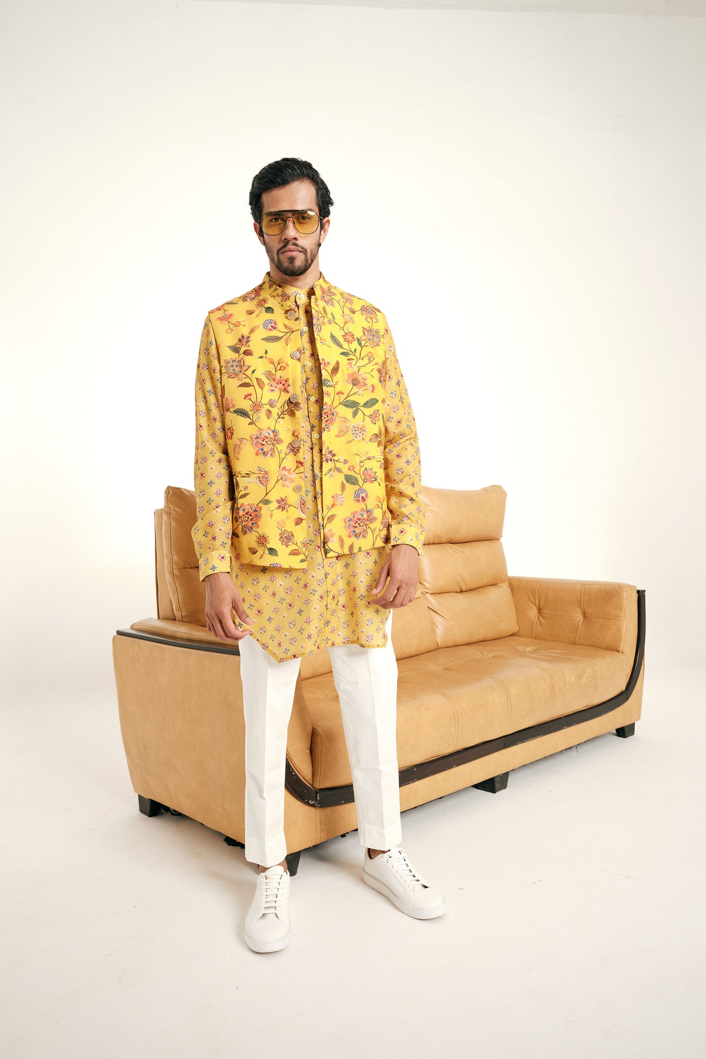 Project Bandi Mustard Caribean Bandi bundi jacket mustard yellow menswear online shopping melange singapore indian designer wear