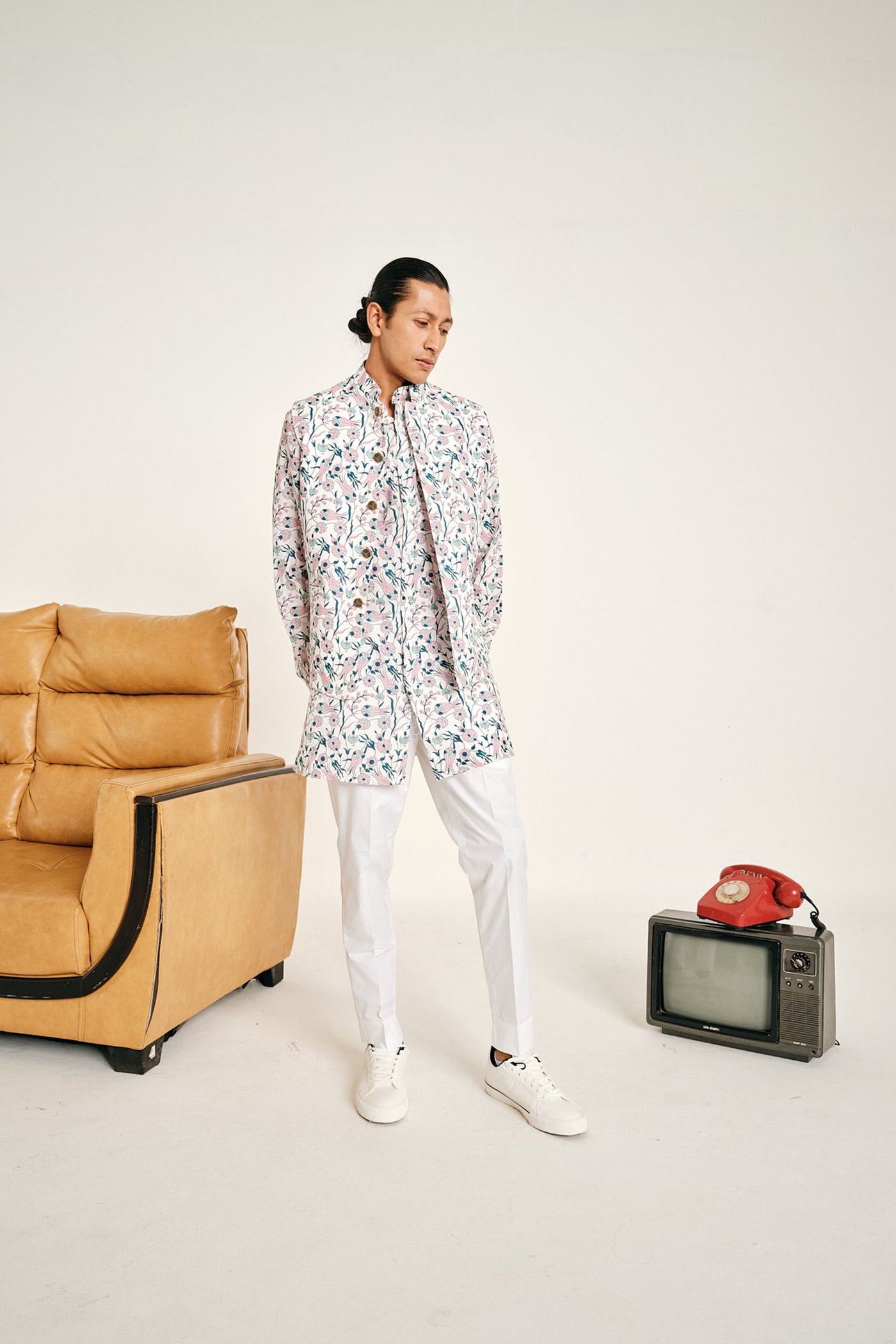 Project Bandi Pink Corals Cotton Bandi bundi jacket menswear online shopping melange singapore indian designer wear