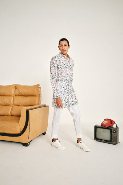 Project Bandi Pink Corals Cotton Kurta Pajama Set kurta sets menswear online shopping melange singapore indian designer wear