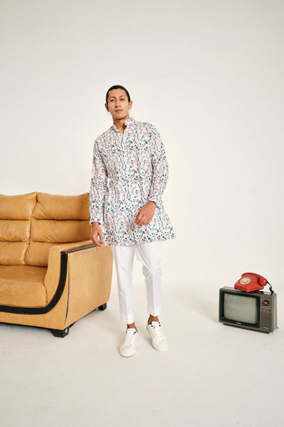 Project Bandi Pink Corals Cotton Kurta Pajama Set kurta sets menswear online shopping melange singapore indian designer wear