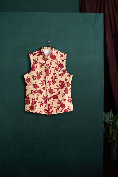 Project bandi Red Basil Silk Bandi festive indian designer wear menswear online shopping melange singapore