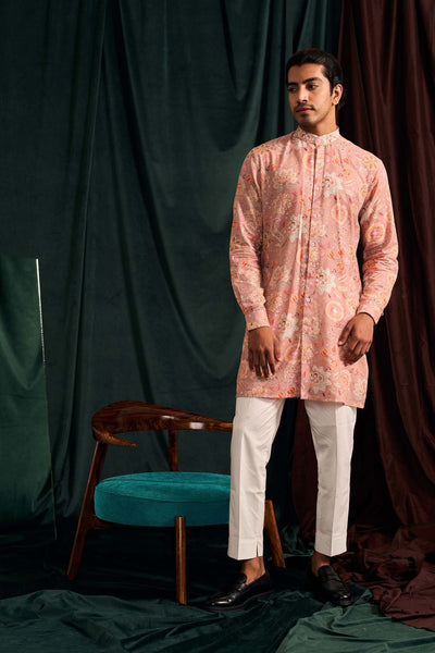 project bandi Rose Versailles Cotton Linen Kurta With Cream Pajama festive indian designer wear online shopping melange singapore