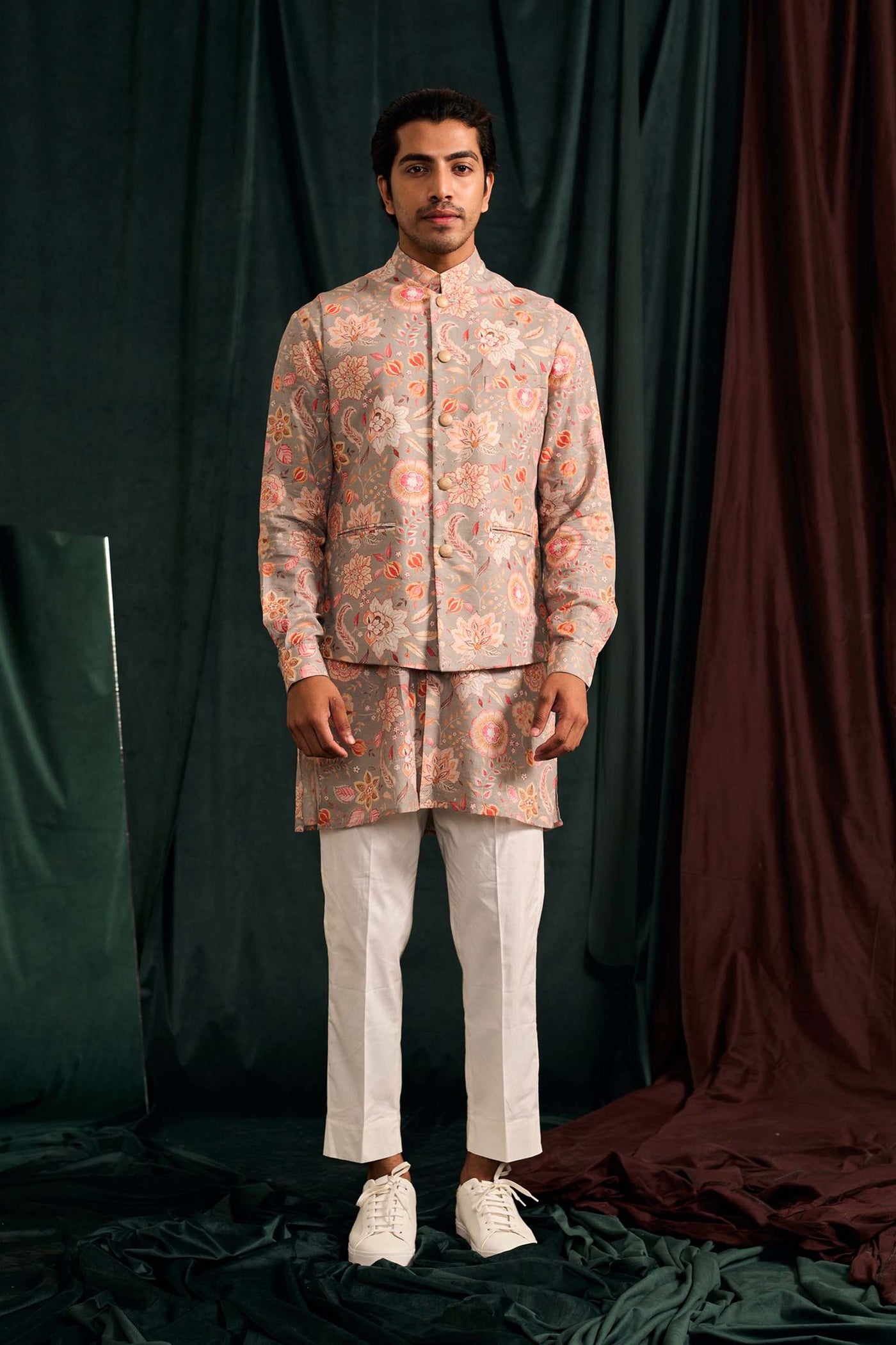 Project bandi Stone Versailles Cotton Linen Bandi grey festive indian designer wear online shopping melange singapore