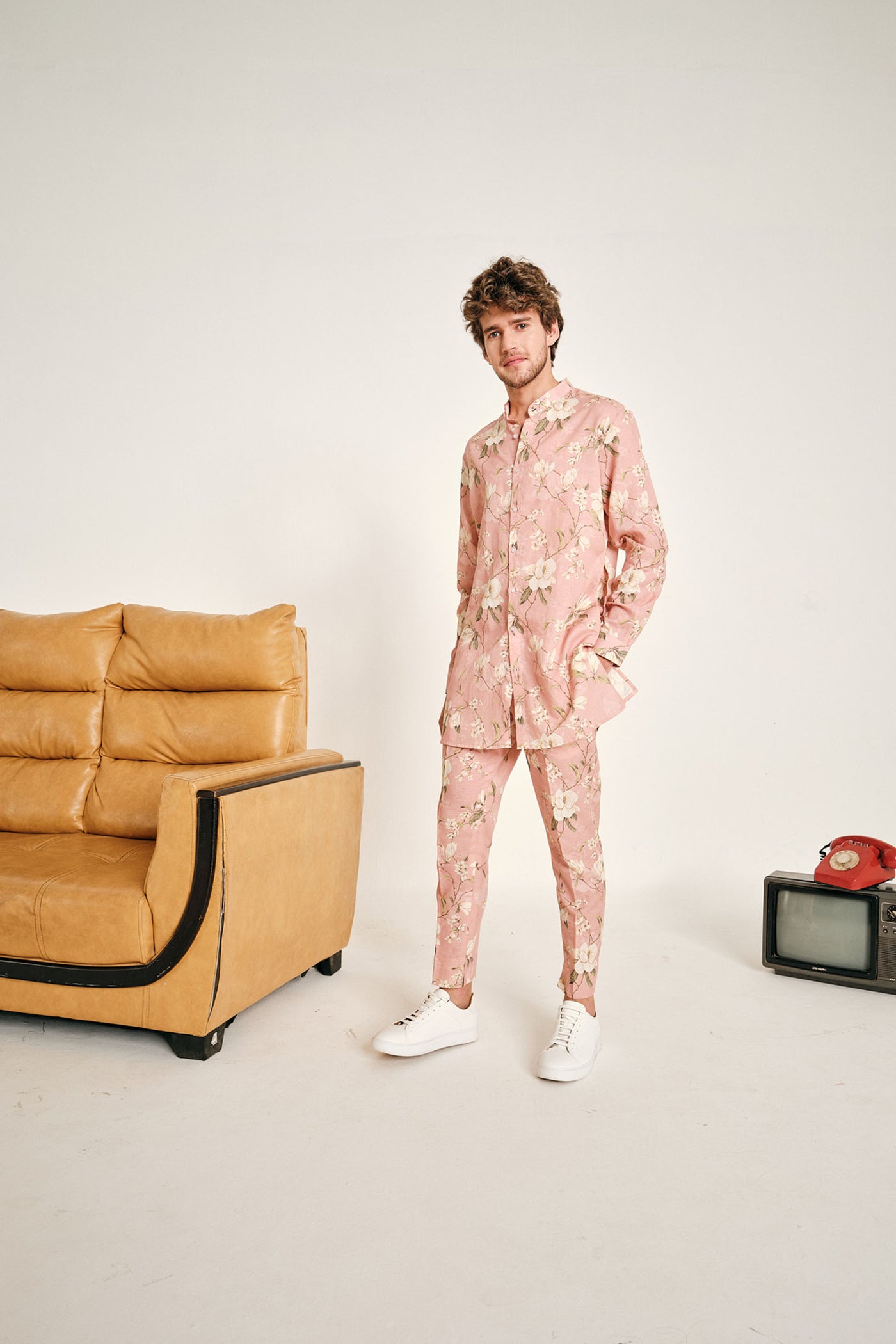 Project Bandi Under The Pink Sky Linen Kurta Pajama Set pink kurta sets online shopping melange singapore indian designer wear