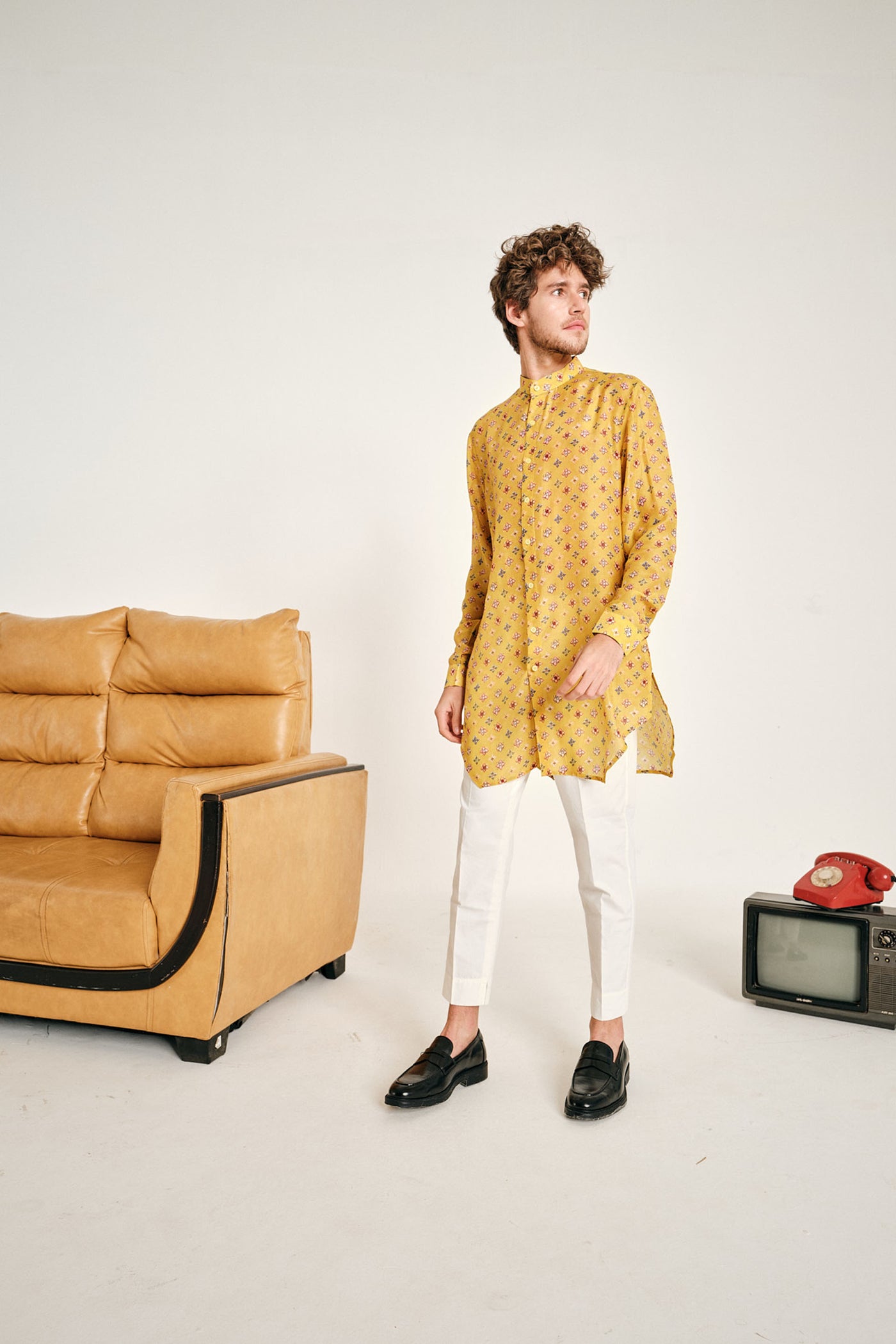 Project Bandi Yellow Sitara Malai Cotton Kurta menswear online shopping melange singapore indian designer wear