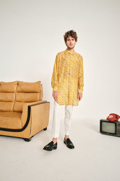 Project Bandi Yellow Sitara Malai Cotton Kurta menswear online shopping melange singapore indian designer wear