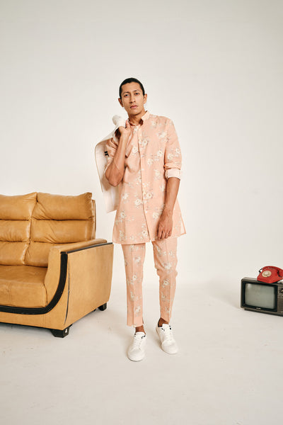 Project Bandi Pink Gulab Linen Kurta Pajama Set kurta sets menswear online shopping melange singapore indian designer wear
