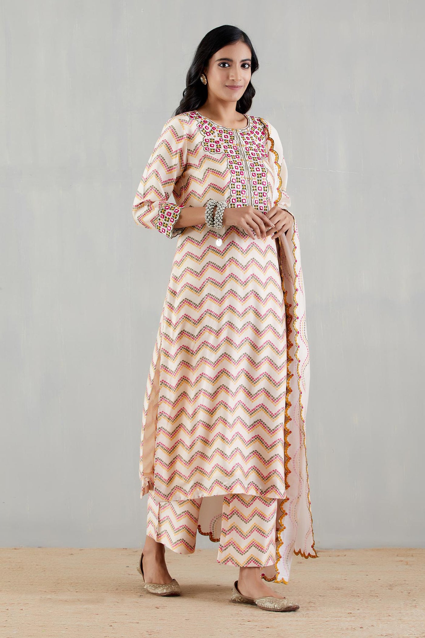 Punit Balana Blush Pink Printed kurta With Dupatta And Pants festive indian designer wear online shopping melange singapore