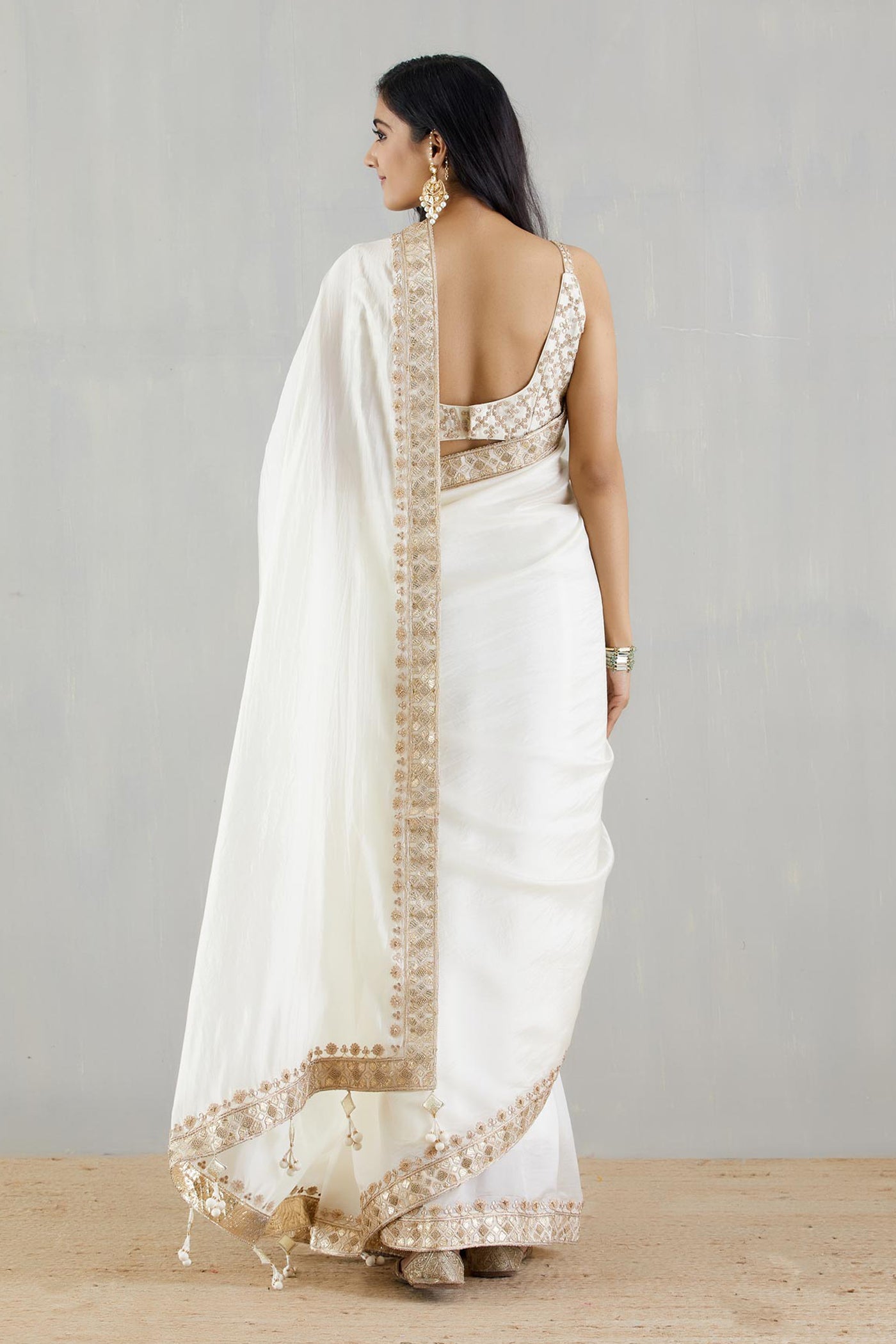 Punit Balana Ivory Organza Silk Saree With Heavy Blouse festive indian designer wear online shopping melange singapore
