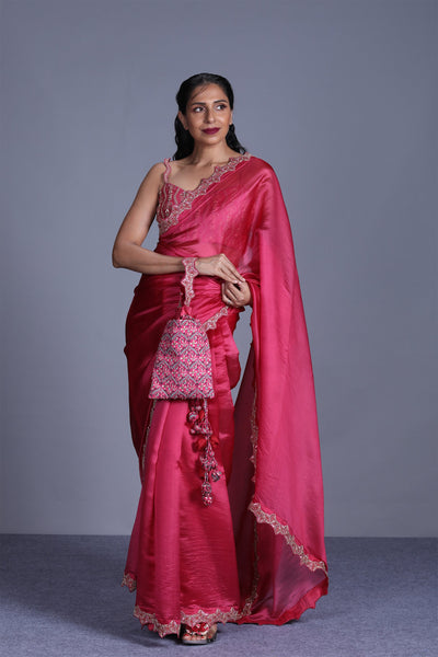 Organza Saree With Strappy Blouse