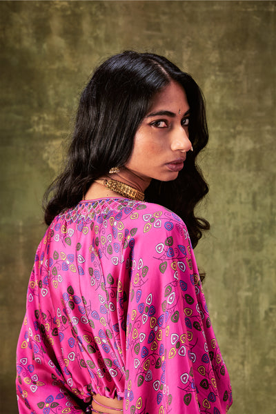 Punit Balana Pink Printed Top Paired With Skirt online shopping melange singapore indian designer wear