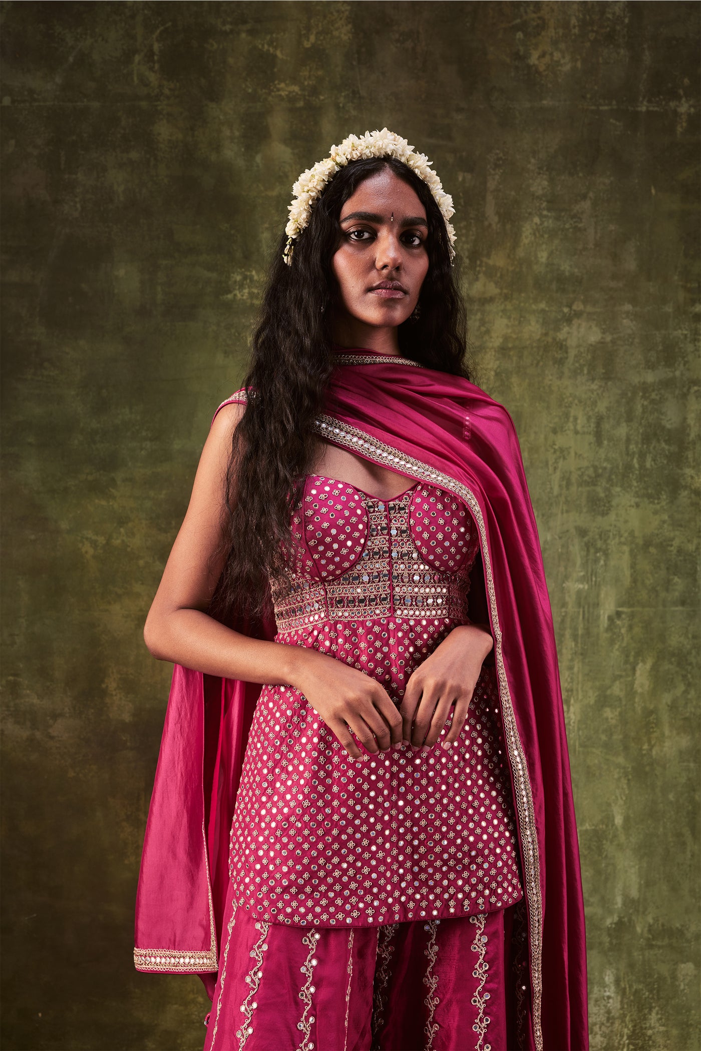 Punit Balana Rani Pink Kurti With Sharara & Dupatta festive indian designer wear online shopping melange singapore