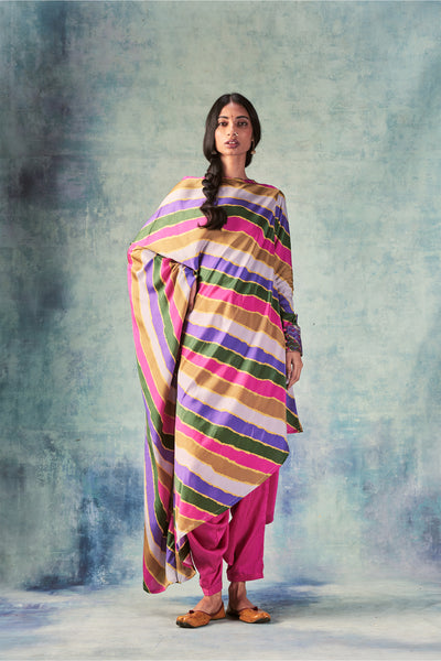 Punit Balana Stripes Printed One Sleeve Dress With Cowl Pants grey pink purple online shopping melange singapore indian designer wear