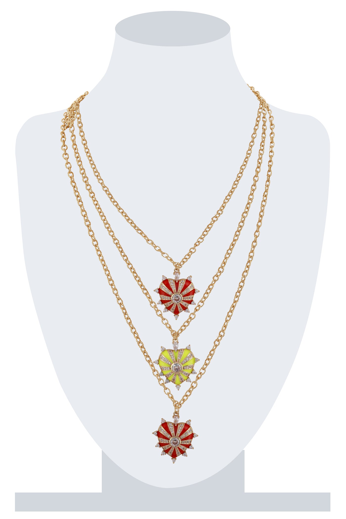 Raya Amore Layered Necklace yellow red gold fashion jewellery online shopping melange singapore indian designer wear