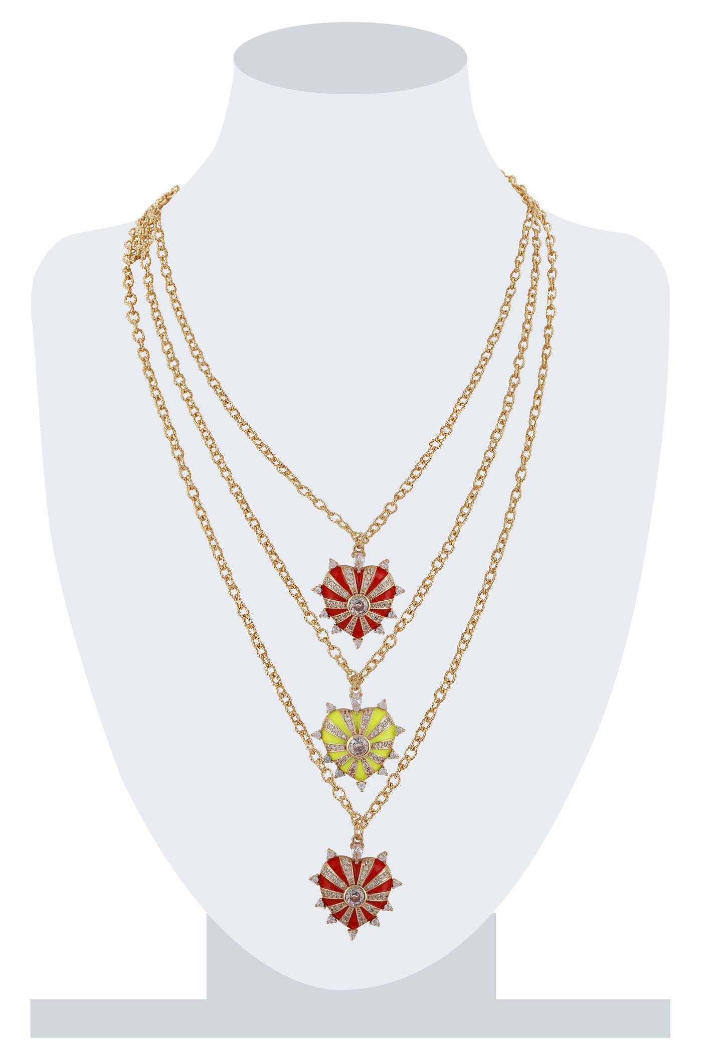 Raya Amore Layered Necklace yellow red gold fashion jewellery online shopping melange singapore indian designer wear