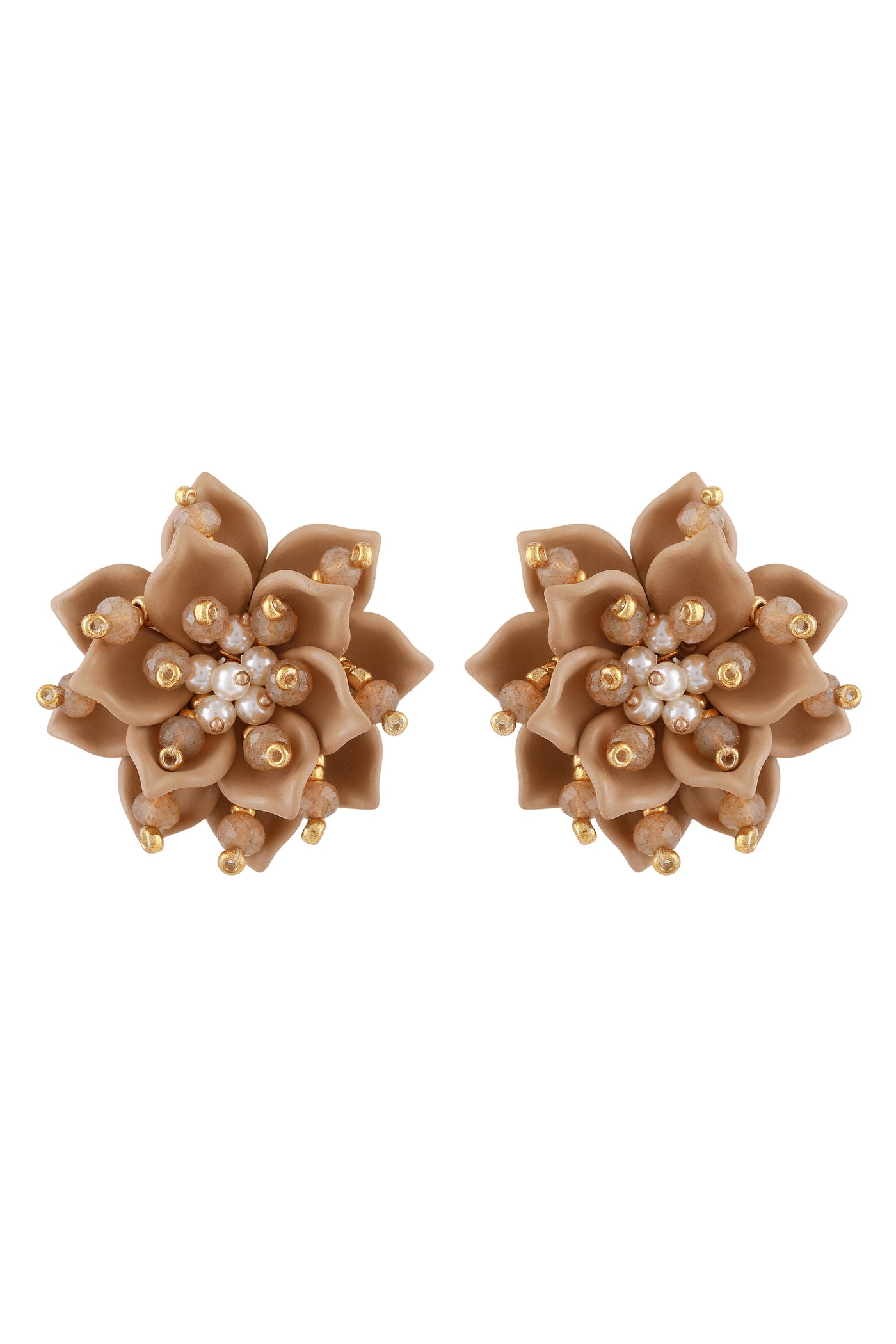 Raya jewels Bloom Stud Earrings beige fashion jewellery online shopping melange singapore indian designer wear